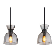 Závěsné svítidlo, černý matný kov, kouřové sklo, černý PVC kabel, možnost snížení výšky, DxŠxV: 650x130x1200mm, bez žárovek 3xE14, max. 40W 230V