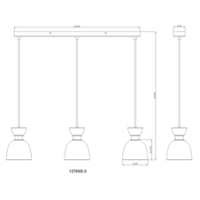 Závěsné svítidlo, černý matný kov, kouřové sklo, černý PVC kabel, možnost snížení výšky, DxŠxV: 650x130x1200mm, bez žárovek 3xE14, max. 40W 230V
