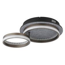 Stropní svítidlo, černý kov, šedý hliník, bílý plast, čiré plastové křišťály, několik úrovní nástěnným vypínačem, fixace barvy, paměťová funkce, noční světlo, DxŠxV: 472x340x140mm, kruh ø: 287mm a 210mm, LED 30W 230V 1200lm, CCT3000/4000/6000K