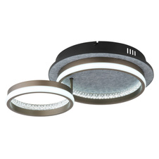 Stropní svítidlo, černý kov, šedý hliník, bílý plast, čiré plastové křišťály, několik úrovní nástěnným vypínačem, fixace barvy, paměťová funkce, noční světlo, DxŠxV: 472x340x140mm, kruh ø: 287mm a 210mm, LED 30W 230V 1200lm, CCT3000/4000/6000K