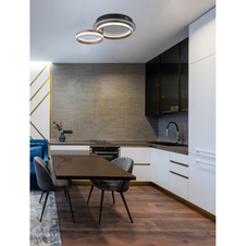 Stropní svítidlo, černý kov, šedý hliník, bílý plast, čiré plastové křišťály, několik úrovní nástěnným vypínačem, fixace barvy, paměťová funkce, noční světlo, DxŠxV: 472x340x140mm, kruh ø: 287mm a 210mm, LED 30W 230V 1200lm, CCT3000/4000/6000K