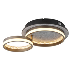 Stropní svítidlo, černý kov, šedý hliník, bílý plast, čiré plastové křišťály, několik úrovní nástěnným vypínačem, fixace barvy, paměťová funkce, noční světlo, DxŠxV: 472x340x140mm, kruh ø: 287mm a 210mm, LED 30W 230V 1200lm, CCT3000/4000/6000K