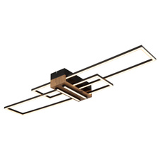 Stropní svítidlo, kov černý mat, MDF vzhled tmavého dřeva, hliník černý mat, plast bílý, DxŠxV: 1000x250x97mm, včetně LED 40W 230V, zdroj 4700lm, výkon 1920lm, 3000K