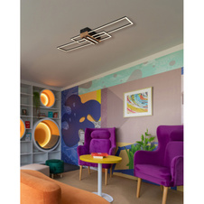 Stropní svítidlo, kov černý mat, MDF vzhled tmavého dřeva, hliník černý mat, plast bílý, DxŠxV: 1000x250x97mm, včetně LED 40W 230V, zdroj 4700lm, výkon 1920lm, 3000K
