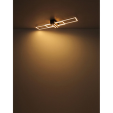 Stropní svítidlo, kov černý mat, MDF vzhled tmavého dřeva, hliník černý mat, plast bílý, DxŠxV: 1000x250x97mm, včetně LED 40W 230V, zdroj 4700lm, výkon 1920lm, 3000K