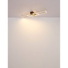 Stropní svítidlo, kov černý mat, MDF vzhled tmavého dřeva, hliník černý mat, plast bílý, DxŠxV: 1000x250x97mm, včetně LED 40W 230V, zdroj 4700lm, výkon 1920lm, 3000K