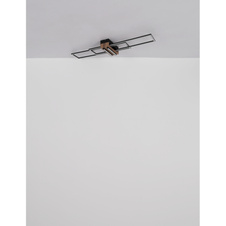 Stropní svítidlo, kov černý mat, MDF vzhled tmavého dřeva, hliník černý mat, plast bílý, DxŠxV: 1000x250x97mm, včetně LED 40W 230V, zdroj 4700lm, výkon 1920lm, 3000K