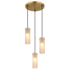 Závěsné svítidlo, kov zlatý, sklo jantarové, textilní kabel černý, výškově nastavitelné, ø: 350mm, V: 1200mm, bez žárovek 3xE14, max. 40W 230V