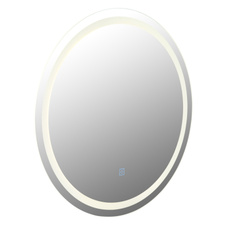 Zrcadlo, plast satenový, dotykové zapnutí/vypnutí, stmívatelné, plynulý dotykový stmívač, paměťová funkce, ø: 550 mm, V: 24 mm, včetně LED 10W 230V, zdroj 210-803lm, výkon 100-600lm, 4000K
