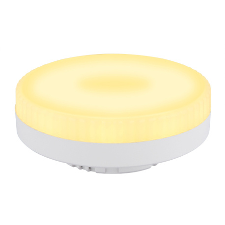 LED žárovka, plast bílý, nikl, hliník, ø: 73mm, H: 26mm, 1xGX53 LED, max. 6W 230V, zdroj 400lm, výkon 400lm, 1800K