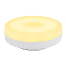 LED žárovka, plast bílý, nikl, hliník, ø: 73mm, H: 26mm, 1xGX53 LED, max. 6W 230V, zdroj 400lm, výkon 400lm, 1800K