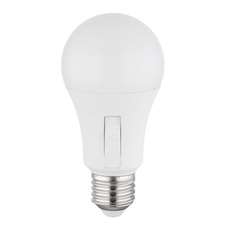 LED žárovka, plast bílý, nikl, hliník, posuvný spínač, ø: 60mm, V: 120mm, 1xE27 LED, max. 9W 230V, zdroj 830lm, výkon 830lm, CCT 3000/4000/6500K