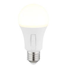 LED žárovka, plast bílý, nikl, hliník, posuvný spínač, ø: 60mm, V: 120mm, 1xE27 LED, max. 9W 230V, zdroj 830lm, výkon 830lm, CCT 3000/4000/6500K