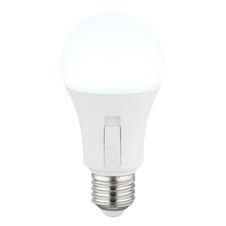 LED žárovka, plast bílý, nikl, hliník, posuvný spínač, ø: 60mm, V: 120mm, 1xE27 LED, max. 9W 230V, zdroj 830lm, výkon 830lm, CCT 3000/4000/6500K