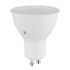 LED žárovka, bílý plast, nikl, hliník, posuvný spínač, ø: 50mm, V: 58mm, 1x LED GU10, max. 5W 230V, 450lm zdroj, 450lm výkon, CCT 3000/4000/6500K