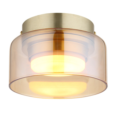 Stropní svítidlo, zlatý hliník, jantarové sklo, ø: 130mm, H: 85mm, včetně žárovky 1xGX53 LED, max. 6W 230V, zdroj 400lm, výkon 300lm, 1800K, včetně LED žárovky 10162