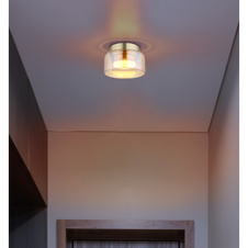 Stropní svítidlo, zlatý hliník, jantarové sklo, ø: 130mm, H: 85mm, včetně žárovky 1xGX53 LED, max. 6W 230V, zdroj 400lm, výkon 300lm, 1800K, včetně LED žárovky 10162