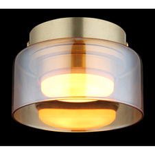 Stropní svítidlo, zlatý hliník, jantarové sklo, ø: 130mm, H: 85mm, včetně žárovky 1xGX53 LED, max. 6W 230V, zdroj 400lm, výkon 300lm, 1800K, včetně LED žárovky 10162
