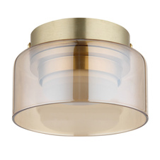 Stropní svítidlo, zlatý hliník, jantarové sklo, ø: 130mm, H: 85mm, včetně žárovky 1xGX53 LED, max. 6W 230V, zdroj 400lm, výkon 300lm, 1800K, včetně LED žárovky 10162