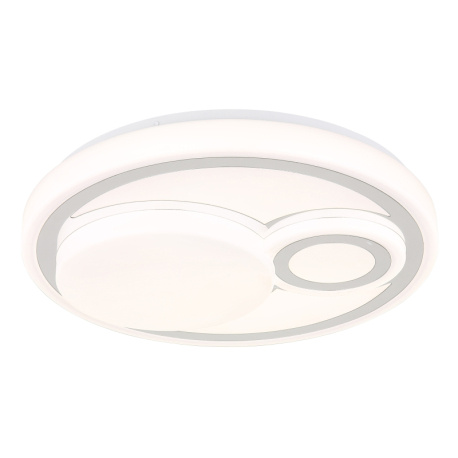 Stropní svítidlo, kov bílý mat, plast bílý, chromovaný plast, několik úrovní s nástěnným vypínačem, fixace barvy, paměťová funkce, ø: 380mm, V: 75mm, včetně LED 24 W 230 V, zdroj 2500 lm, výkon 1200 lm, CCT 2700/4000/6500 K