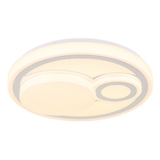 Stropní svítidlo, kov bílý mat, plast bílý, chromovaný plast, několik úrovní s nástěnným vypínačem, fixace barvy, paměťová funkce, ø: 380mm, V: 75mm, včetně LED 24 W 230 V, zdroj 2500 lm, výkon 1200 lm, CCT 2700/4000/6500 K