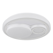 Stropní svítidlo, kov bílý mat, plast bílý, chromovaný plast, několik úrovní s nástěnným vypínačem, fixace barvy, paměťová funkce, ø: 380mm, V: 75mm, včetně LED 24 W 230 V, zdroj 2500 lm, výkon 1200 lm, CCT 2700/4000/6500 K