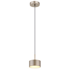 Závěsné svítidlo,matný plast v barvě šampaň, bílý plast, PVC transparentní kabel, výškově nastavitelné, ø: 150mm, V: 1500mm, včetně LED 12W 230V, zdroj 1200lm, výkon 900lm, 3000K