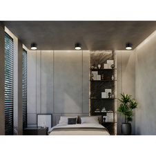Stropní svítidlo, plast černý matný, plast bílý, ø: 150mm, H: 75mm, včetně LED 12W 230V, zdroj 1200lm, výkon 900lm, 3000K