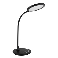 Stolní lampa, plast černý/bílý, silikon černý, dotykové zapnutí/vypnutí, plynulá regulace dotykovým stmívačem, nastavení barev, paměťová funkce, noční světlo, včetně adaptéru, Flexo, DxŠxV: 314x154x383mm, LED 12W 230V 39-520lm CCT3000-5700K