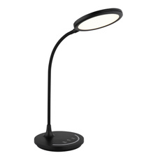 Stolní lampa, plast černý/bílý, silikon černý, dotykové zapnutí/vypnutí, plynulá regulace dotykovým stmívačem, nastavení barev, paměťová funkce, noční světlo, včetně adaptéru, Flexo, DxŠxV: 314x154x383mm, LED 12W 230V 39-520lm CCT3000-5700K