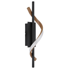 Nástěnné svítidlo, kov černý mat, hliník imitace dřeva, bílý plast, šxv: 100x465mm, v: 130mm, včetně LED 12,5W 230V, zdroj 1380lm, výkon 600lm, 3000K