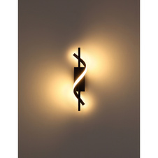 Nástěnné svítidlo, kov černý mat, hliník imitace dřeva, bílý plast, šxv: 100x465mm, v: 130mm, včetně LED 12,5W 230V, zdroj 1380lm, výkon 600lm, 3000K
