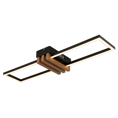 Stropní svítidlo, kov černý mat, hliník imitace tmavého dřeva, ABS černý mat, bílý plast, DxŠxV: 600x168x66mm, včetně LED 20W 230V, zdroj 2430lm, výkon 1000lm, 3000K