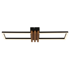 Stropní svítidlo, kov černý mat, hliník imitace tmavého dřeva, ABS černý mat, bílý plast, DxŠxV: 600x168x66mm, včetně LED 20W 230V, zdroj 2430lm, výkon 1000lm, 3000K
