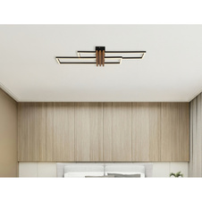 Stropní svítidlo, kov černý mat, hliník imitace tmavého dřeva, ABS černý mat, bílý plast, DxŠxV: 600x168x66mm, včetně LED 20W 230V, zdroj 2430lm, výkon 1000lm, 3000K