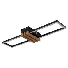 Stropní svítidlo, kov černý mat, hliník imitace tmavého dřeva, ABS černý mat, bílý plast, DxŠxV: 600x168x66mm, včetně LED 20W 230V, zdroj 2430lm, výkon 1000lm, 3000K