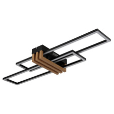 Stropní svítidlo, kov černý mat, hliník imitace tmavého dřeva, ABS černý mat, bílý plast, DxŠxV: 800x230x86mm, včetně LED 30W 230V, zdroj 3720lm, výkon 1430lm, 3000K