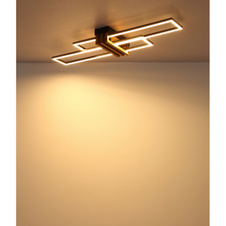 Stropní svítidlo, kov černý mat, hliník imitace tmavého dřeva, ABS černý mat, bílý plast, DxŠxV: 800x230x86mm, včetně LED 30W 230V, zdroj 3720lm, výkon 1430lm, 3000K