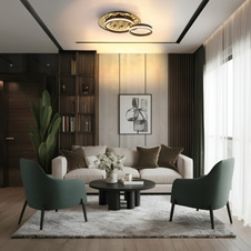 Stropní svítidlo, kov černý mat, zlatá nerezová ocel, hliník černý mat, čiré plastové křišťály, DxŠxV: 505x400x140mm, kruhy ø: 1x400mm, 1x216mm, včetně LED 24W 230V, zdroj 3150lm, výkon 845lm, 3000K