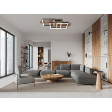 Stropní svítidlo, kov černý matný, MDF vzhled tmavého dřeva, černý matný plast, bílý plast, DxŠxV: 580x330x85mm, čtverce: 220x220mm, včetně LED 24W 230V, zdroj 2500lm, výkon 1300lm, 3000K
