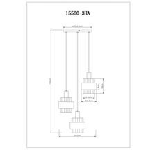 Závěsné svítidlo, černý matný kov, jantarové sklo, čirý gradient, bronzový kov, černý PVC kabel, možnost zkrácení výšky, ø: 450mm, V: 1500mm, bez žárovek 3xE27, max. 60W 230V