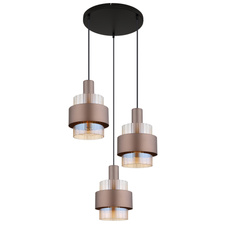 Závěsné svítidlo, černý matný kov, jantarové sklo, čirý gradient, bronzový kov, černý PVC kabel, možnost zkrácení výšky, ø: 450mm, V: 1500mm, bez žárovek 3xE27, max. 60W 230V
