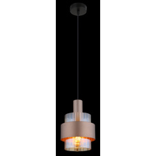 Závěsné svítidlo, černý matný kov, jantarové sklo, čirý gradient, bronzový kov, černý PVC kabel, možnost zkrácení výšky, ø: 185mm, V: 1500mm, bez žárovky 1xE27, max. 60W 230V