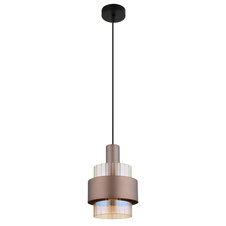 Závěsné svítidlo, černý matný kov, jantarové sklo, čirý gradient, bronzový kov, černý PVC kabel, možnost zkrácení výšky, ø: 185mm, V: 1500mm, bez žárovky 1xE27, max. 60W 230V