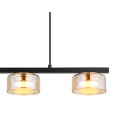 Závěsné svítidlo, černý matný kov, černý kartáčovaný hliník zlatý, jantarové sklo, černý PVC kabel, DxŠxV: 650x130x1100mm, včetně žárovek 3xGX53 LED, max. 6W 230V, zdroj 400lm, výkon 330lm, 1800K, včetně LED žárovky 10162
