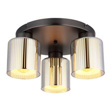 Stropní svítidlo, kov černý matný chrom, sklo bílé a chromové, ø: 345mm, V: 175mm, bez žárovek 3xE27, max. 60W 230V