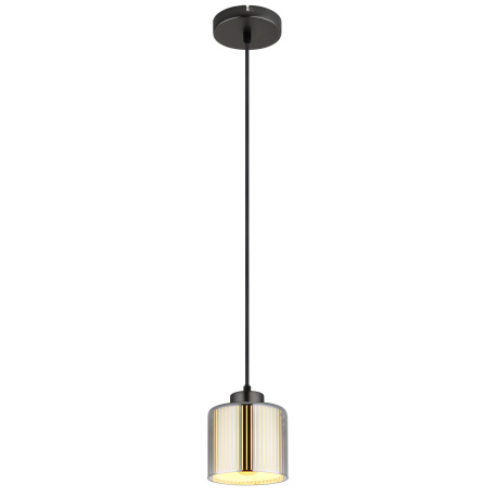 Závěsné svítidlo, kov černý matný chrom, sklo bílé a chromové, černý textilní kabel, výškově nastavitelné, ø: 140mm, V: 1200mm, bez žárovky 1xE27, max. 60W 230V