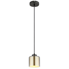 Závěsné svítidlo, kov černý matný chrom, sklo bílé a chromové, černý textilní kabel, výškově nastavitelné, ø: 140mm, V: 1200mm, bez žárovky 1xE27, max. 60W 230V