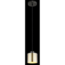Závěsné svítidlo, kov černý matný chrom, sklo bílé a chromové, černý textilní kabel, výškově nastavitelné, ø: 140mm, V: 1200mm, bez žárovky 1xE27, max. 60W 230V