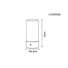 Stolní lampa, kov nikl, bílý plast, bílý PVC kabel, dotykový spínač a stmívač, RGB měnič barev a fixace barev, bez adaptéru, USB-C - USB-C, IP44, ø: 88mm, V: 190mm, délka kabelu 1000mm, včetně RGBW LED 1,8W 230V, výkon 100lm, barva 2900K.